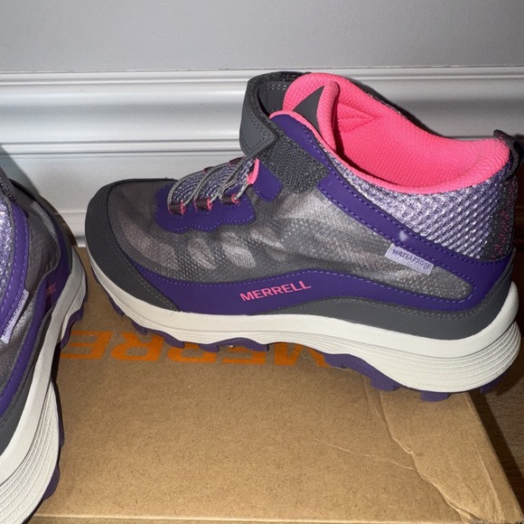 Merrell Moab Spd Girls Sz 6 Hike Pink Purple Float Pro Waterproof Trail EUC Box - Picture 9 of 15